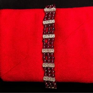 Garnet Silver Tone Bracelet